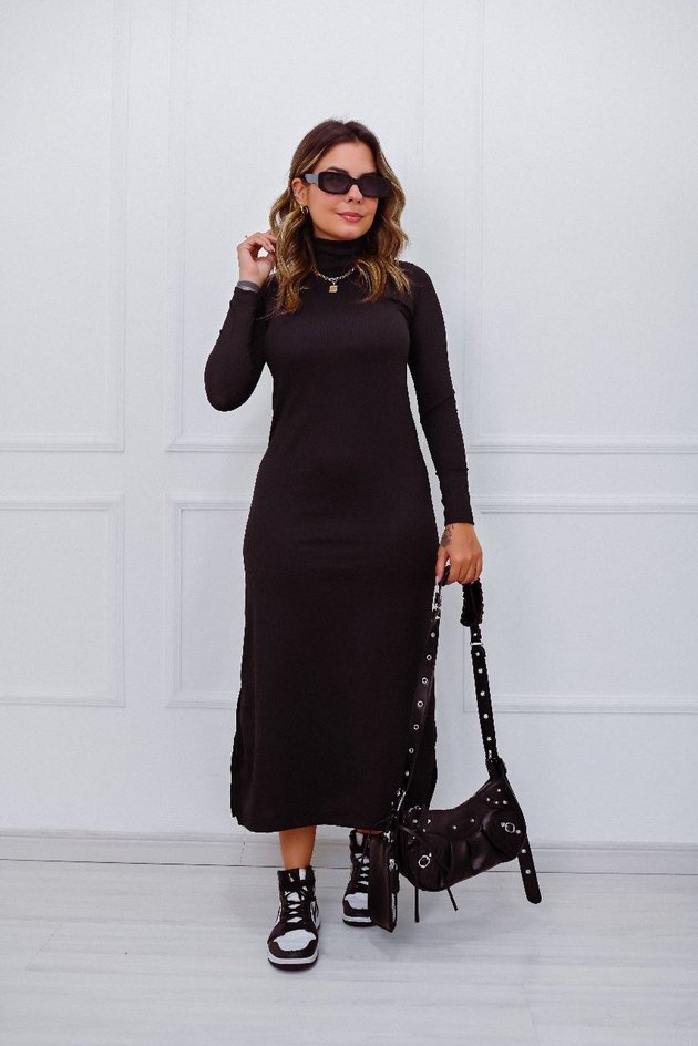 Vestido Midi Gola Alta