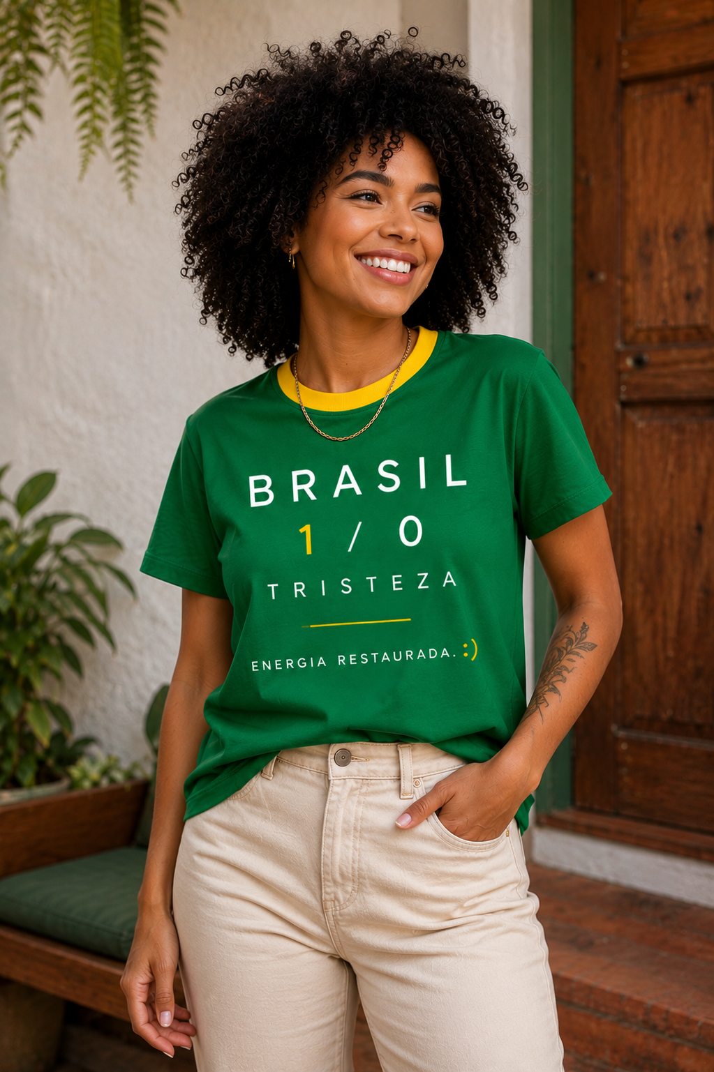 Blusa algodão Brasil x Tristeza - Verde
