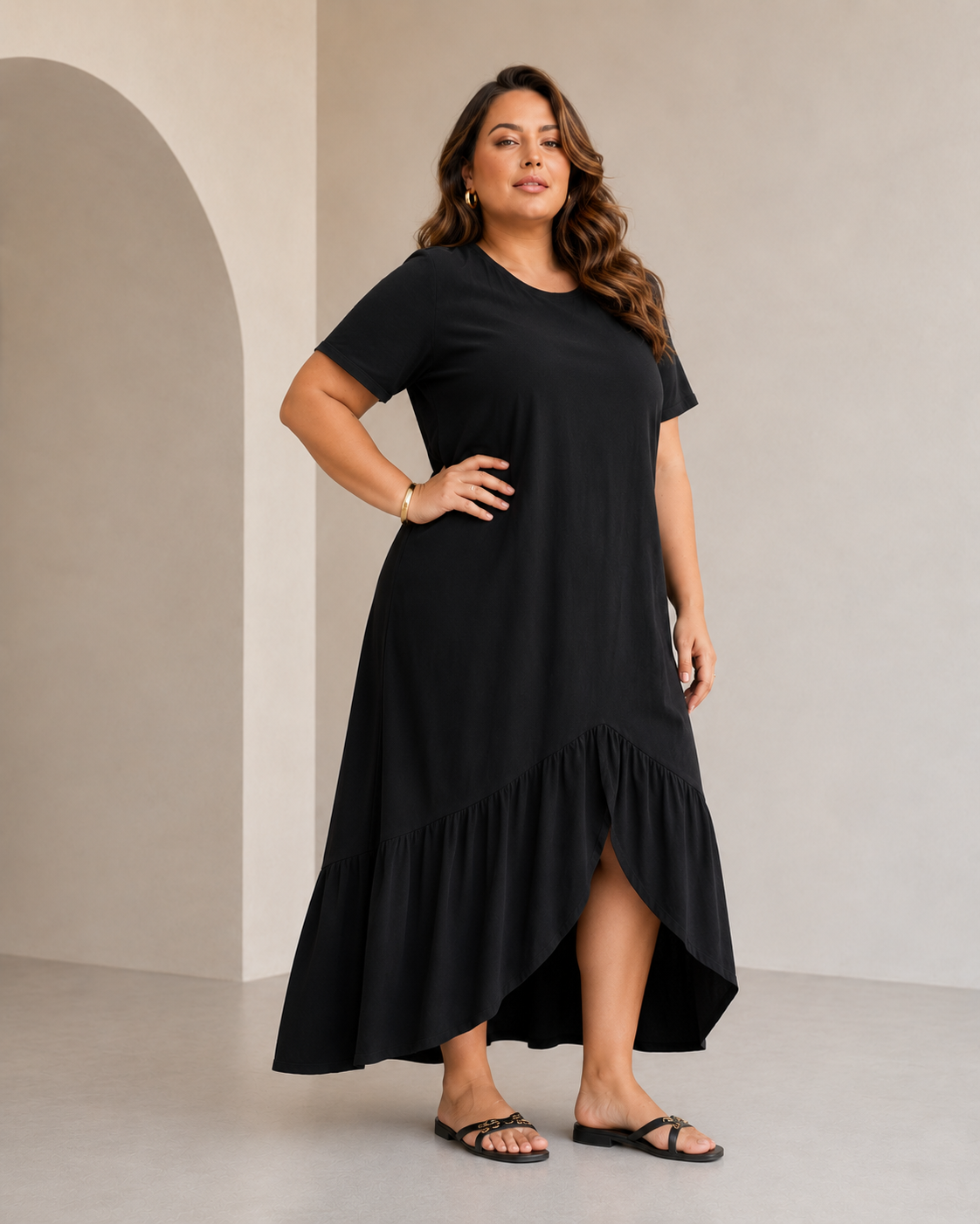 Vestido algodão Samantha Black Plus