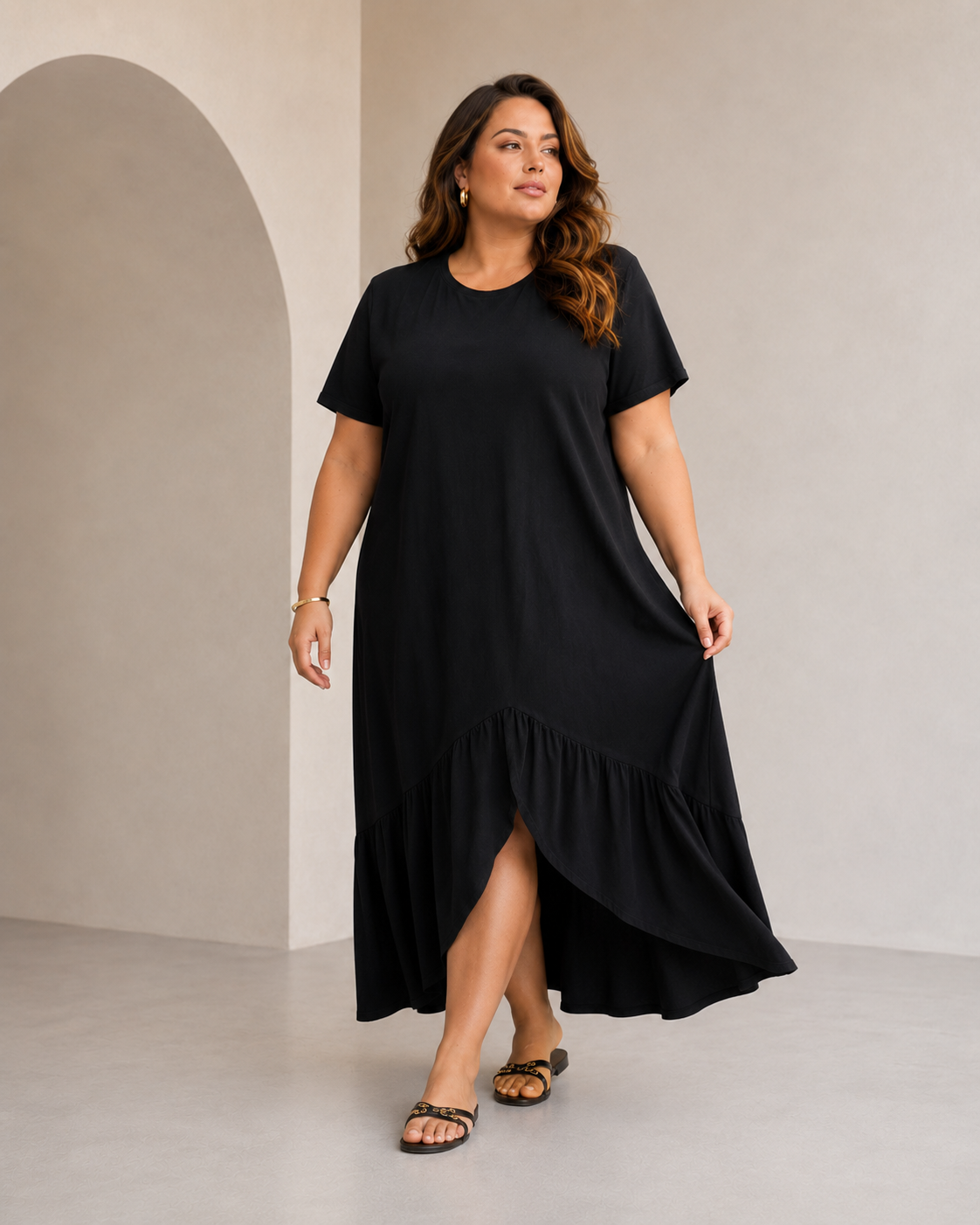 Vestido algodão Samantha Black Plus