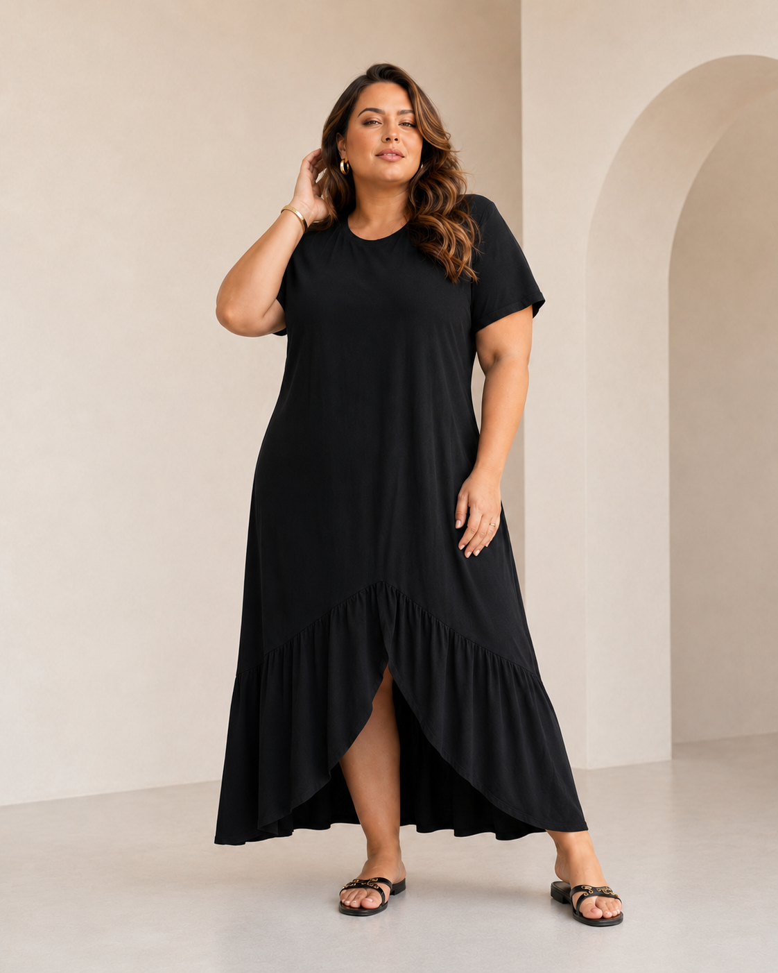 Vestido algodão Samantha Black Plus