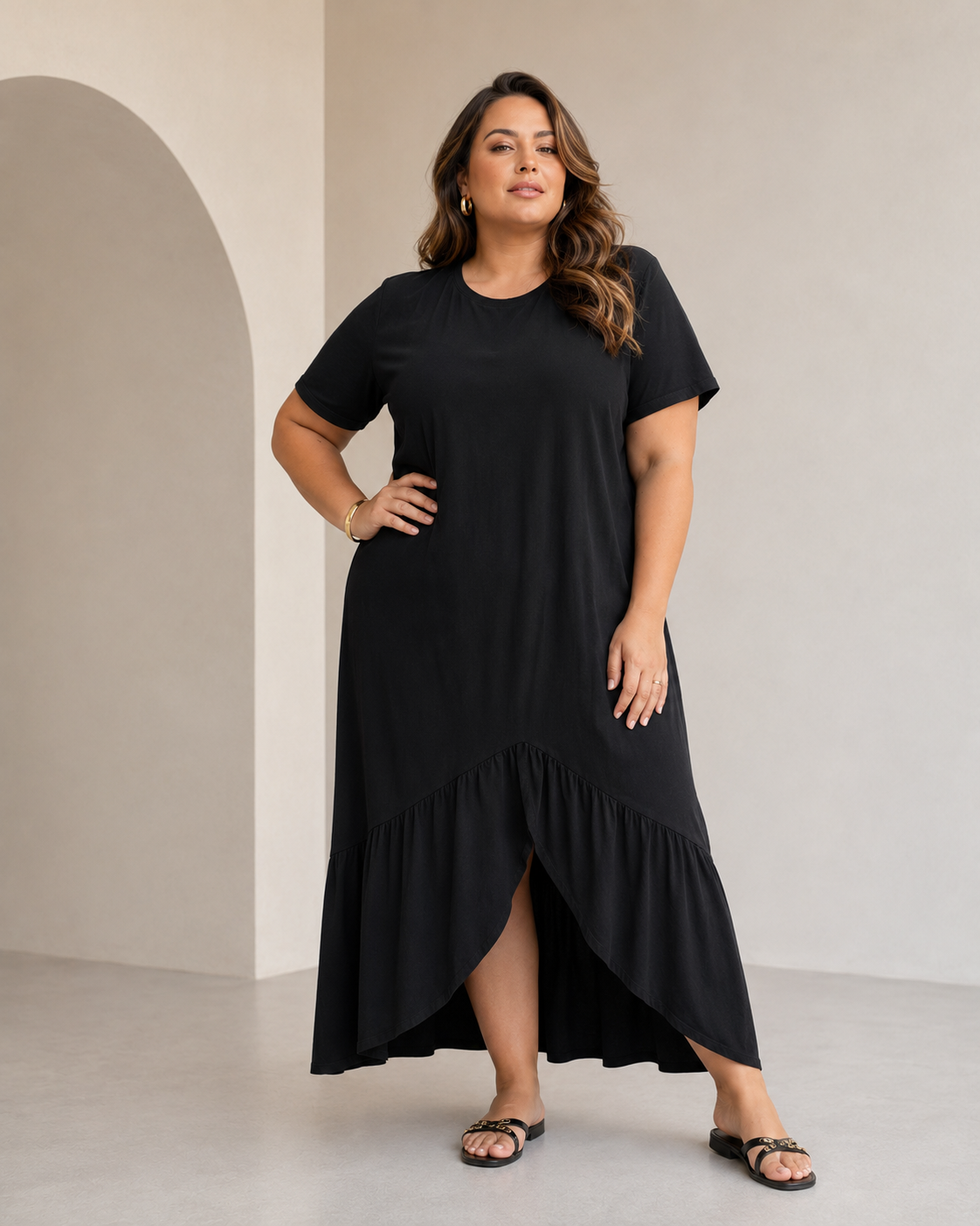 Vestido algodão Samantha Black Plus