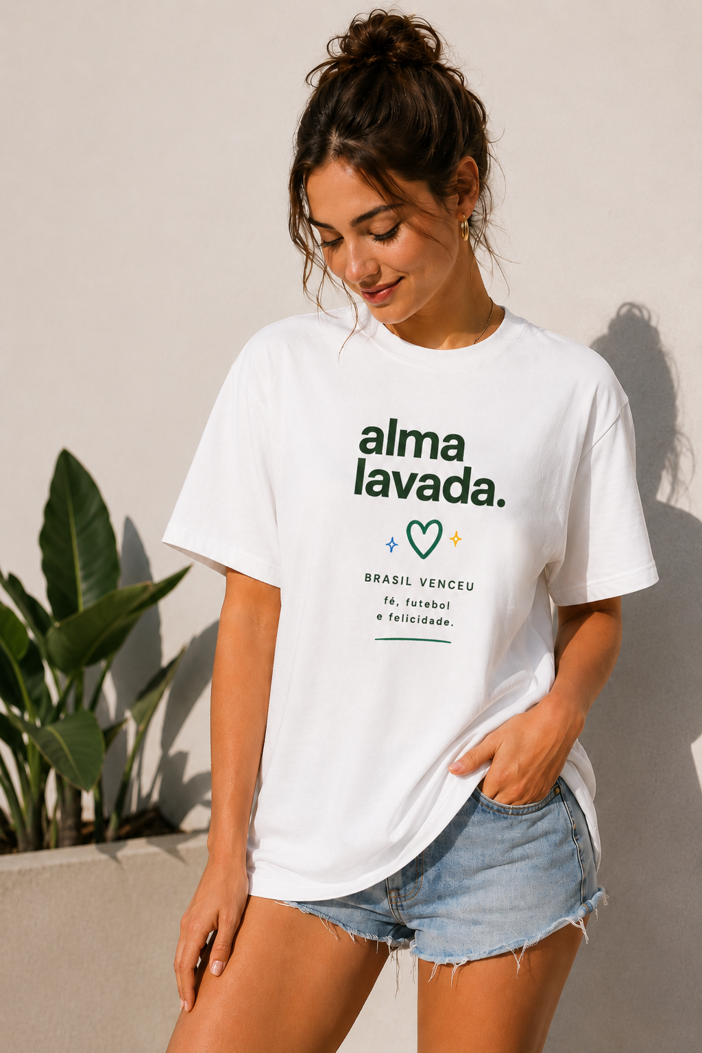 Camiseta algodão Alma Lavada - Branco