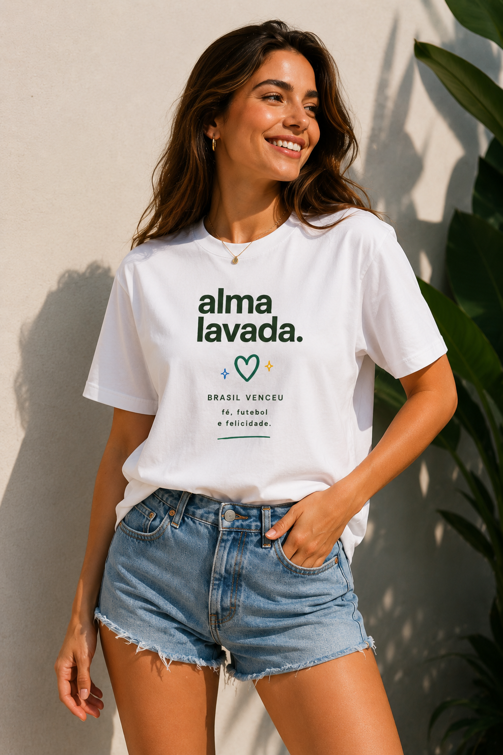 Camiseta algodão Alma Lavada - Branco