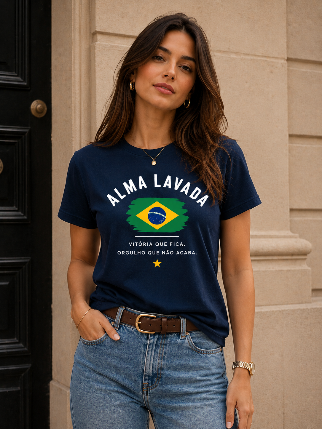 Blusa algodão Alma Lavada - Marinho