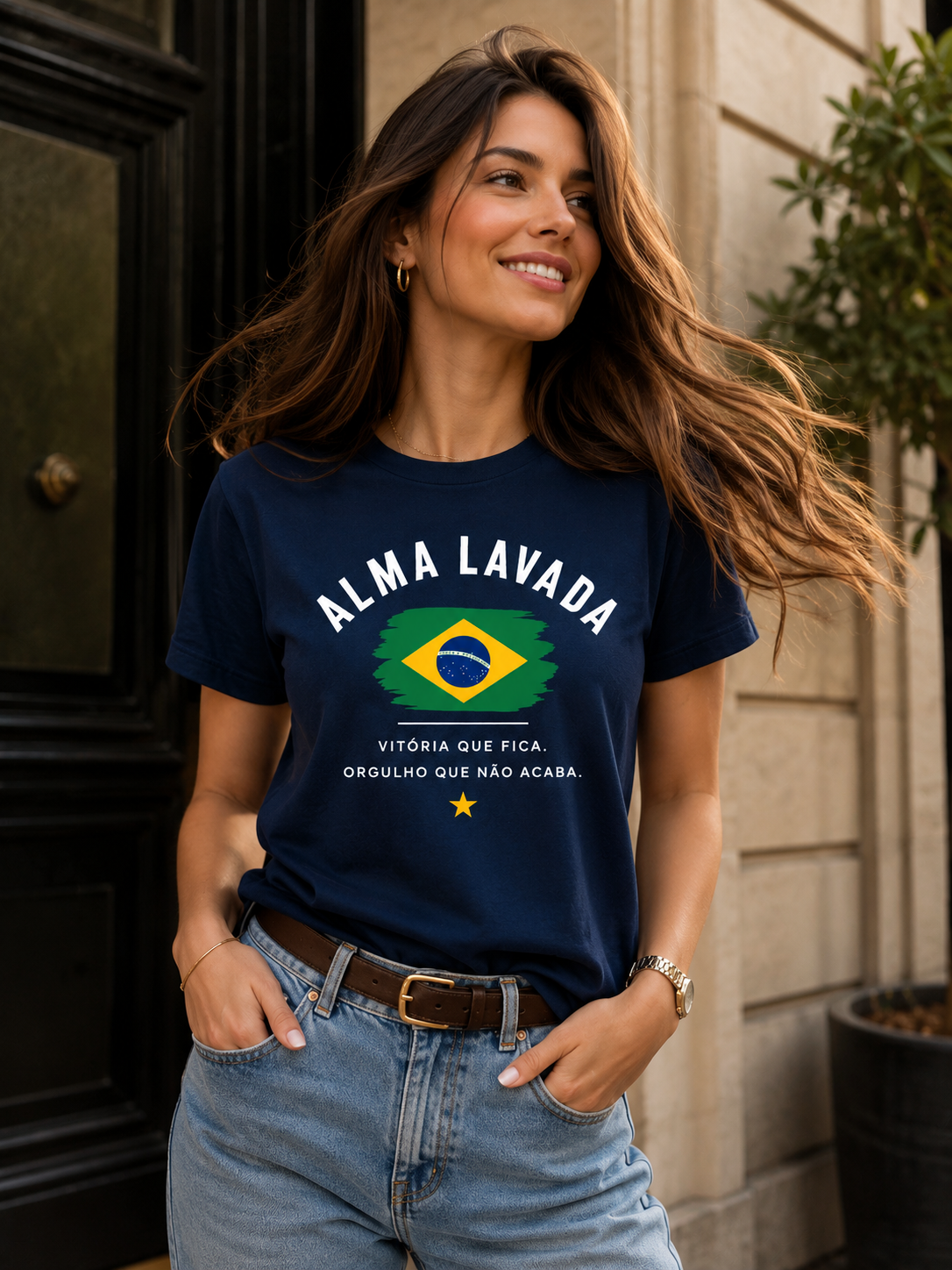 Blusa algodão Alma Lavada - Marinho
