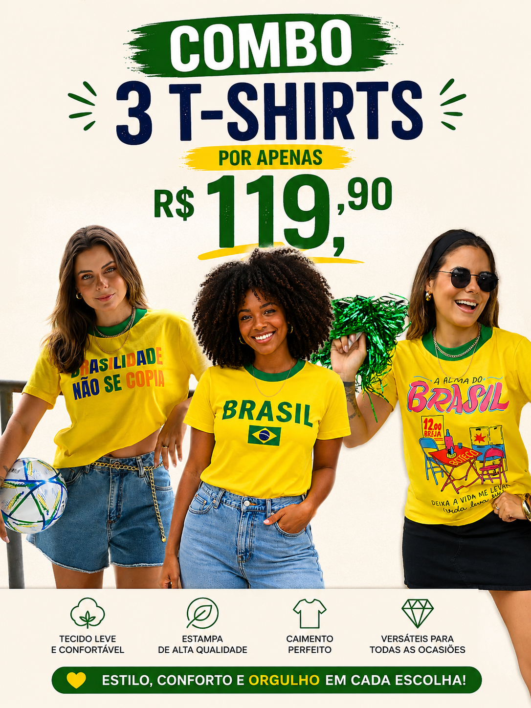 COMBO 3 TSHIRTS BRASIL