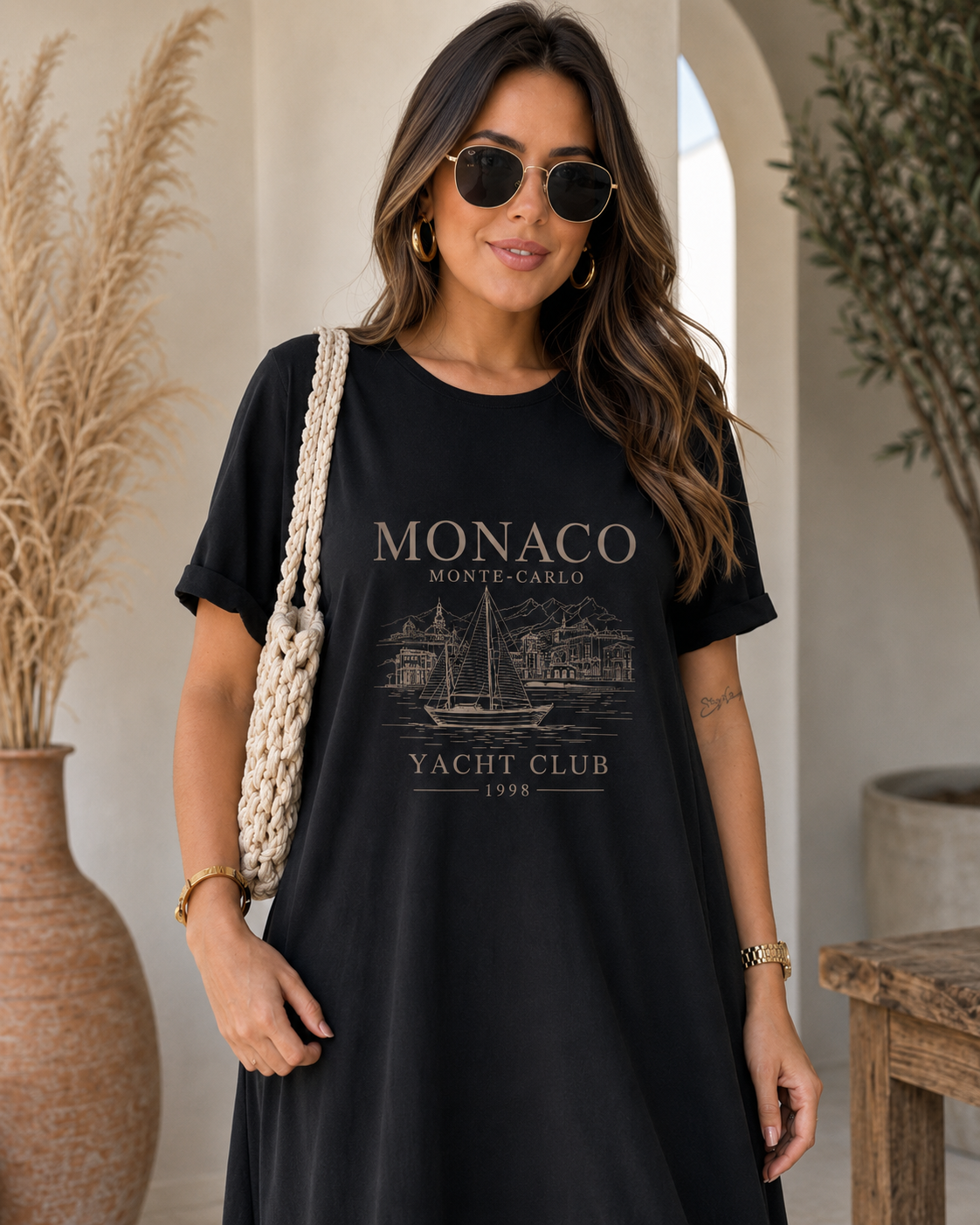 Vestido Midi Mônaco Preto com Bolsos e Babado – 100% Algodão