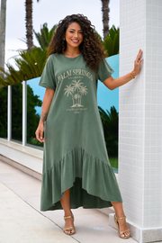 Vestido Estonado Palm Springs com Babado e Bolsos