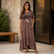 Vestido algodão babado com bolso midi Adri