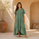 Vestido midi estonado malha com bolso Greece