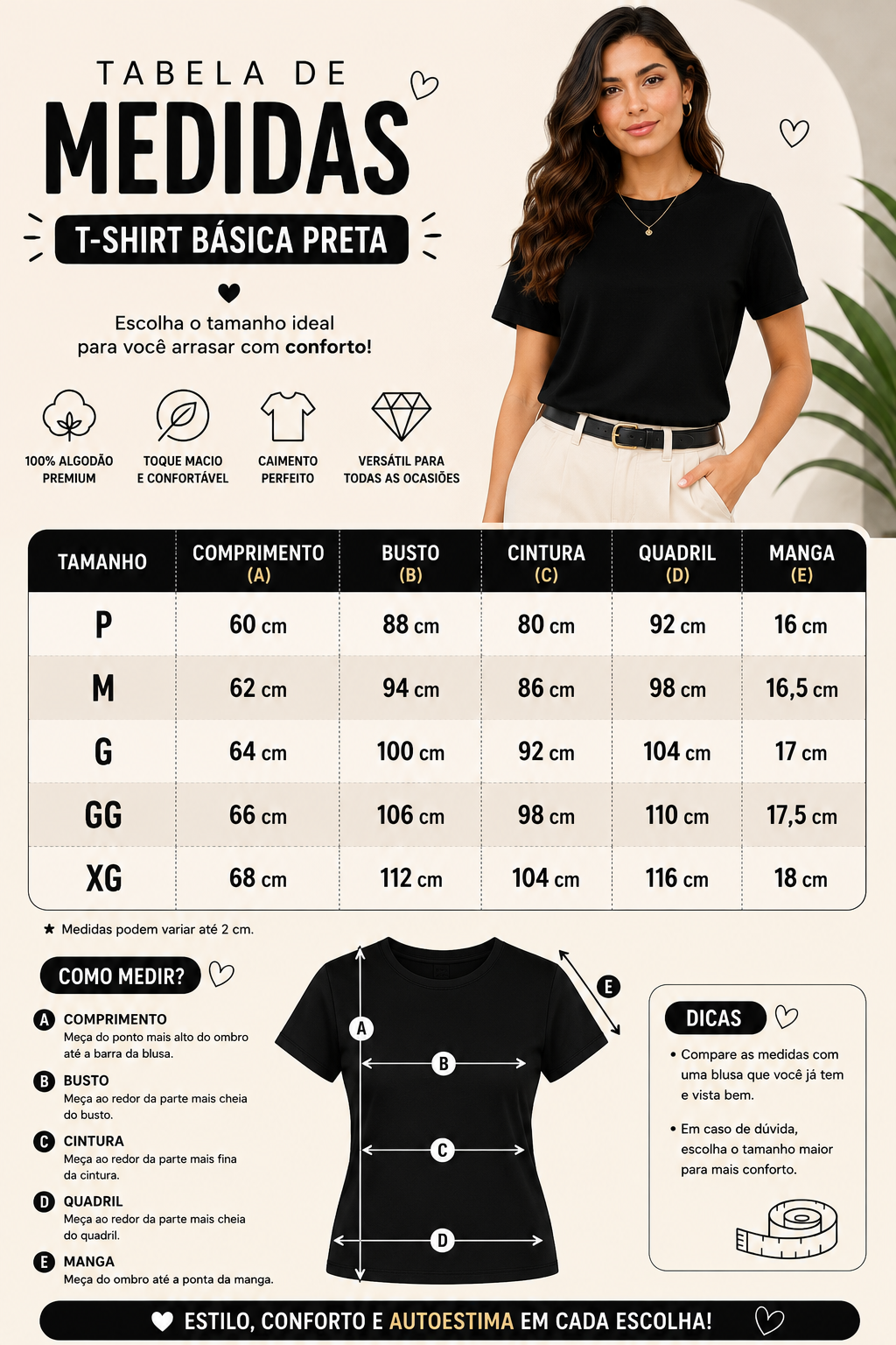 T-shirt Básica Dakota Premium 100% Algodão – O Essencial que Nunca Sai de Moda