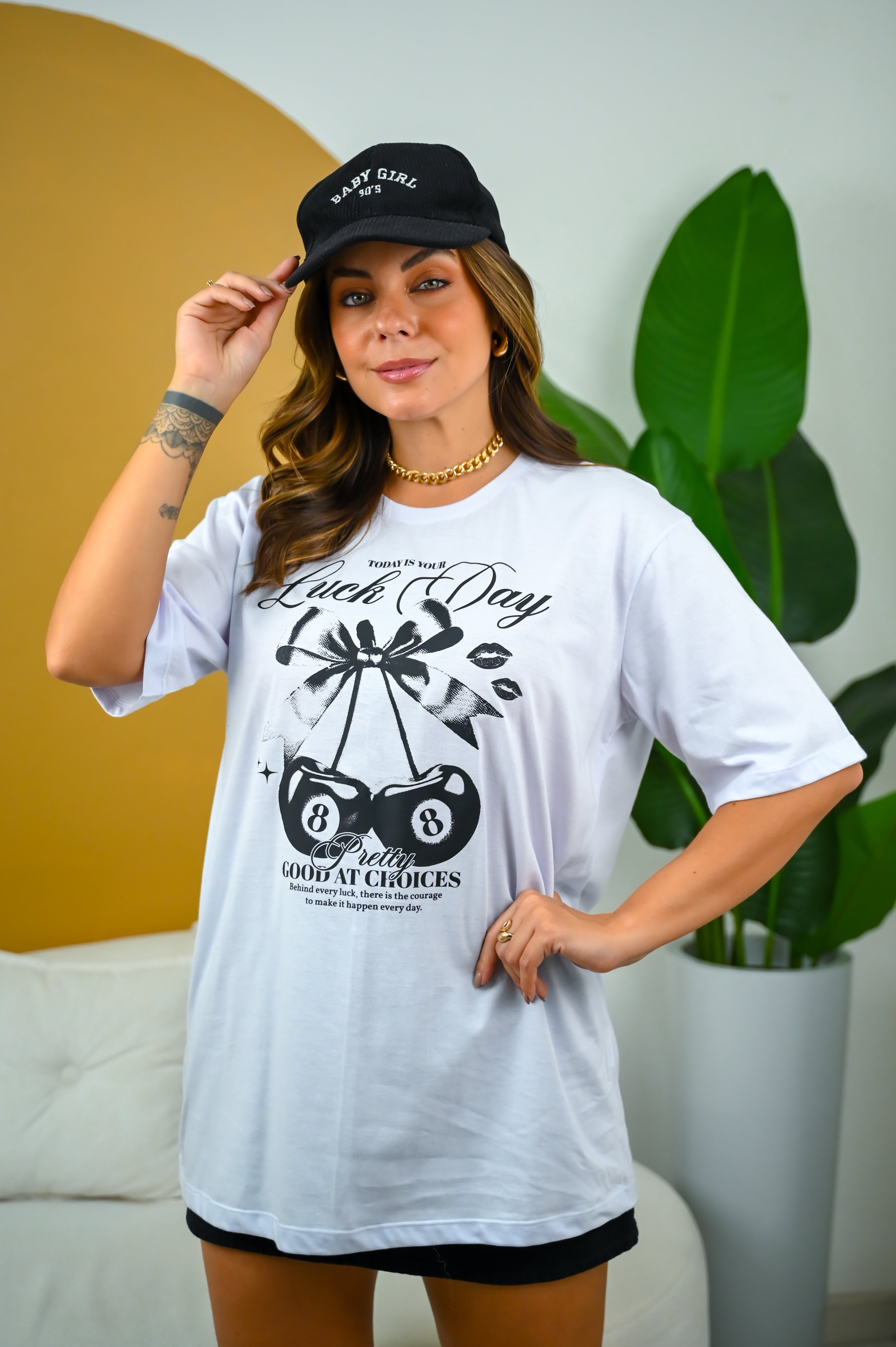 Camiseta Oversized Algodão Lucky Day