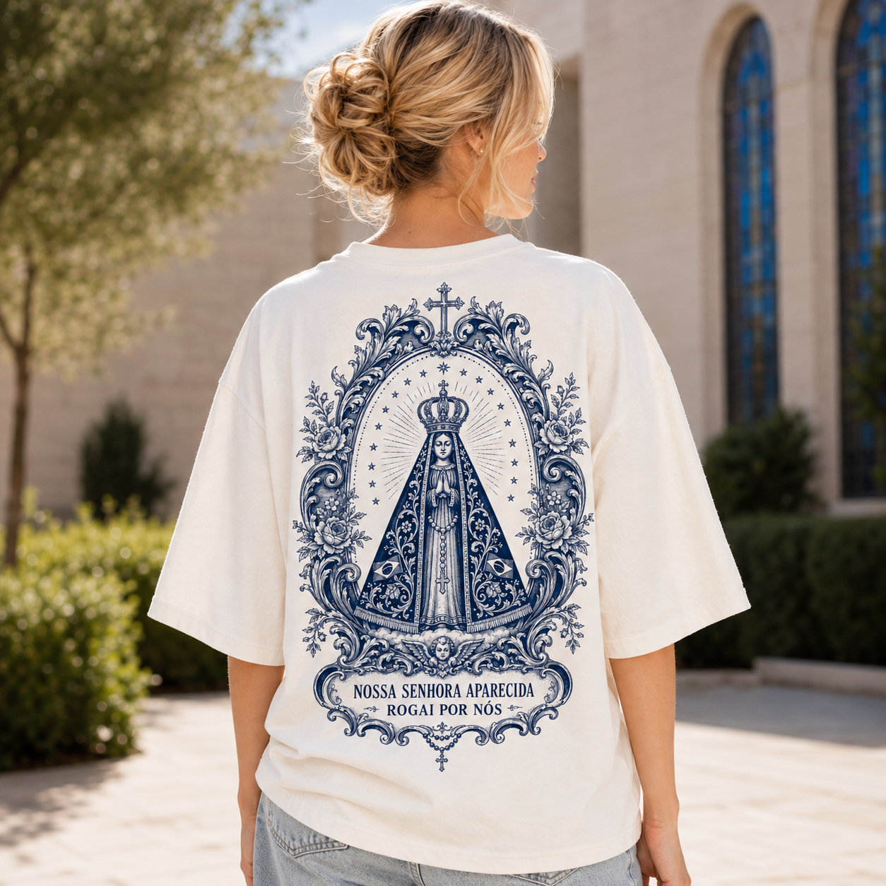 Camiseta Feminina Oversized Gospel Cristã 100% Algodão – Escolha a Estampa