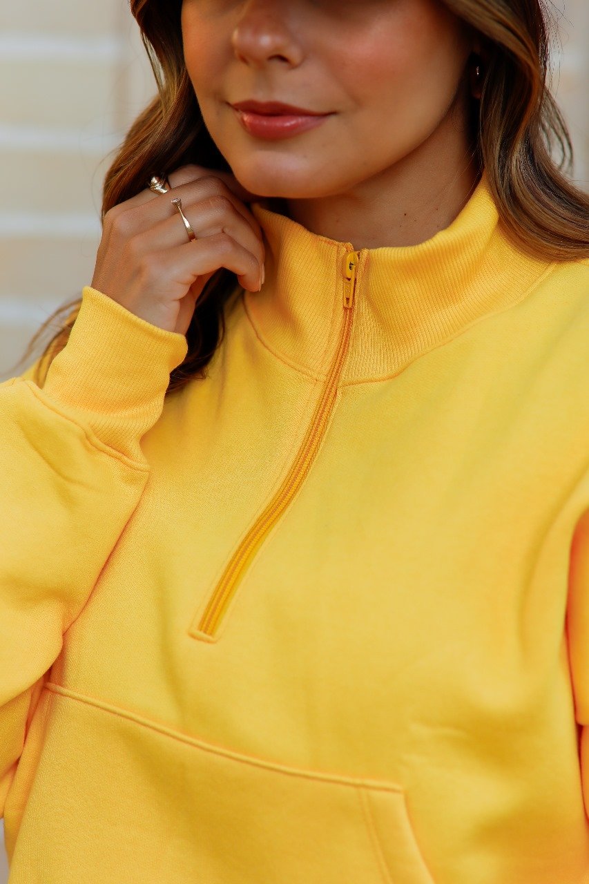 Conjunto Curto de Moletom 2 Cabos Amarelo Vivi