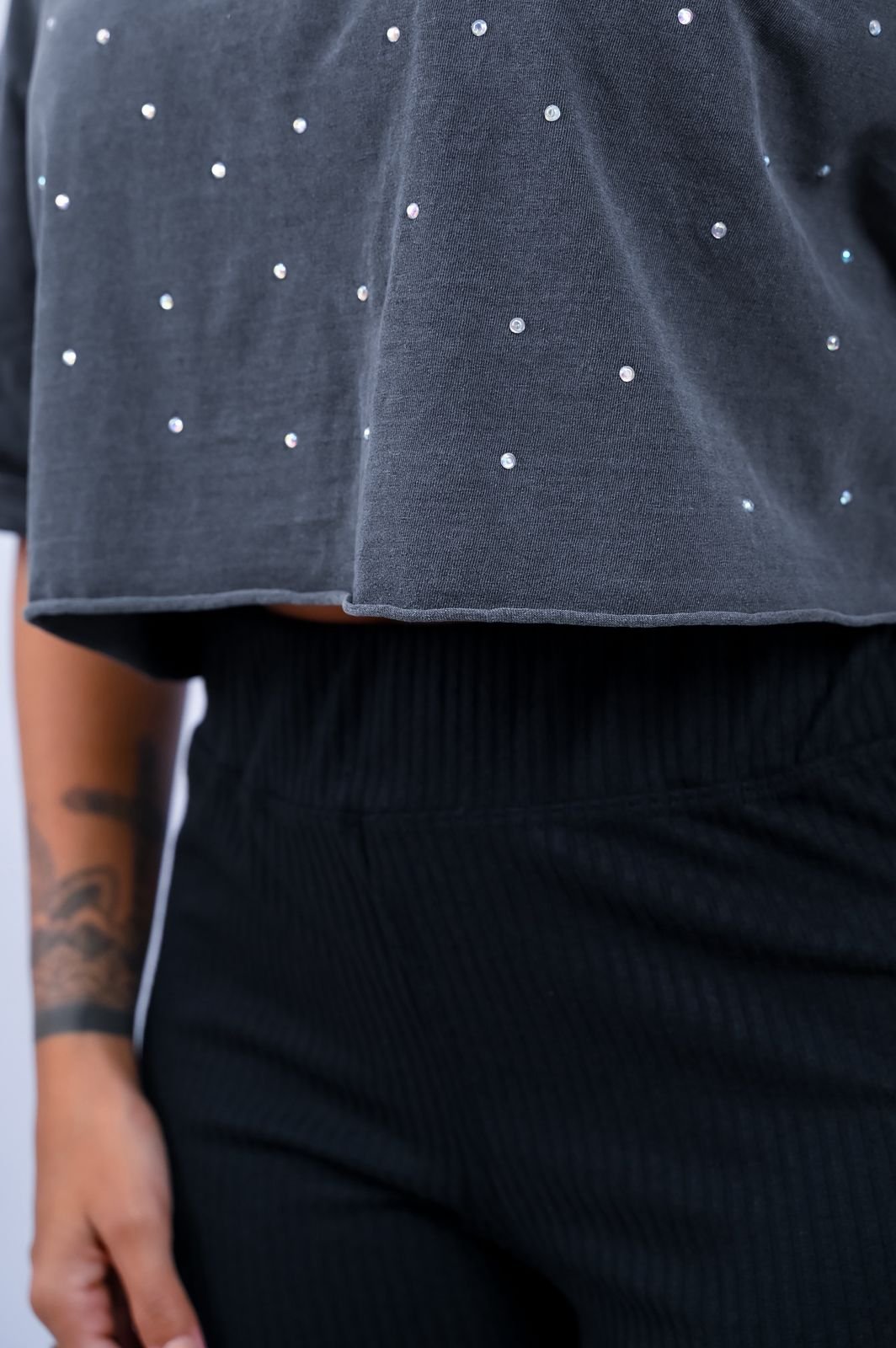Blusa Cropped Brilho Strass
